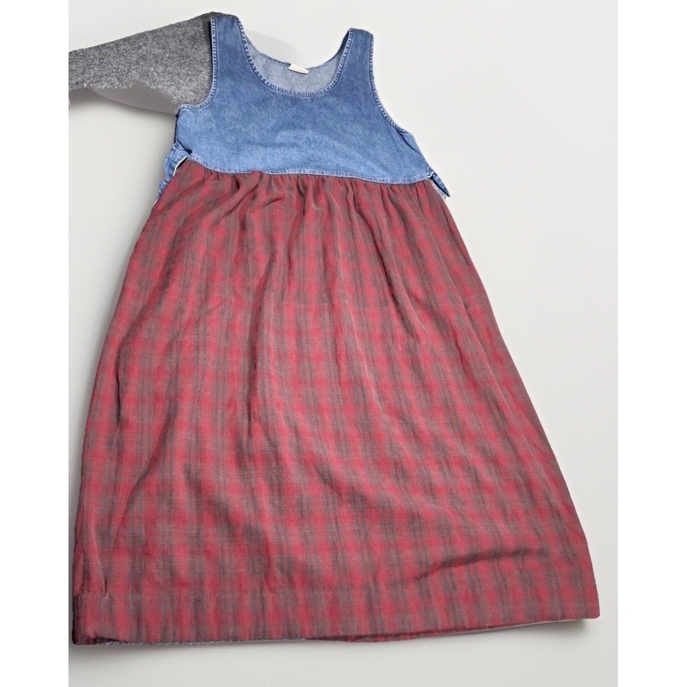Vintage Woolrich Overall Dress Red Plaid Flannel Pinafore Jumper Country Medium - Picture 2 of 16